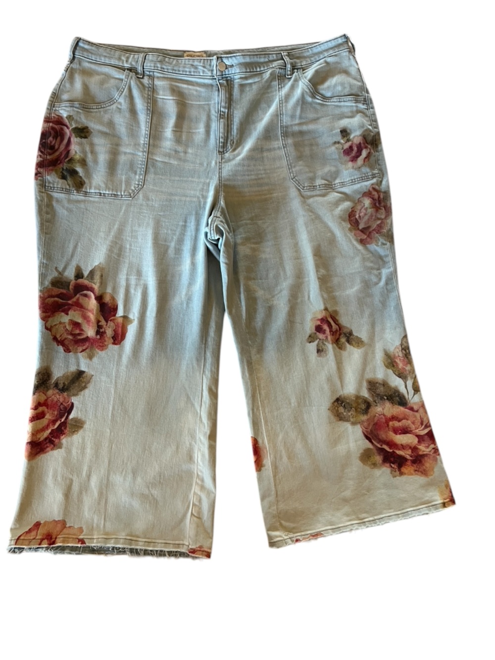 Pilcro Rylan Floral Jeans High Rise Cropped Flare Coquette 26W Cottagecore - Picture 3 of 9